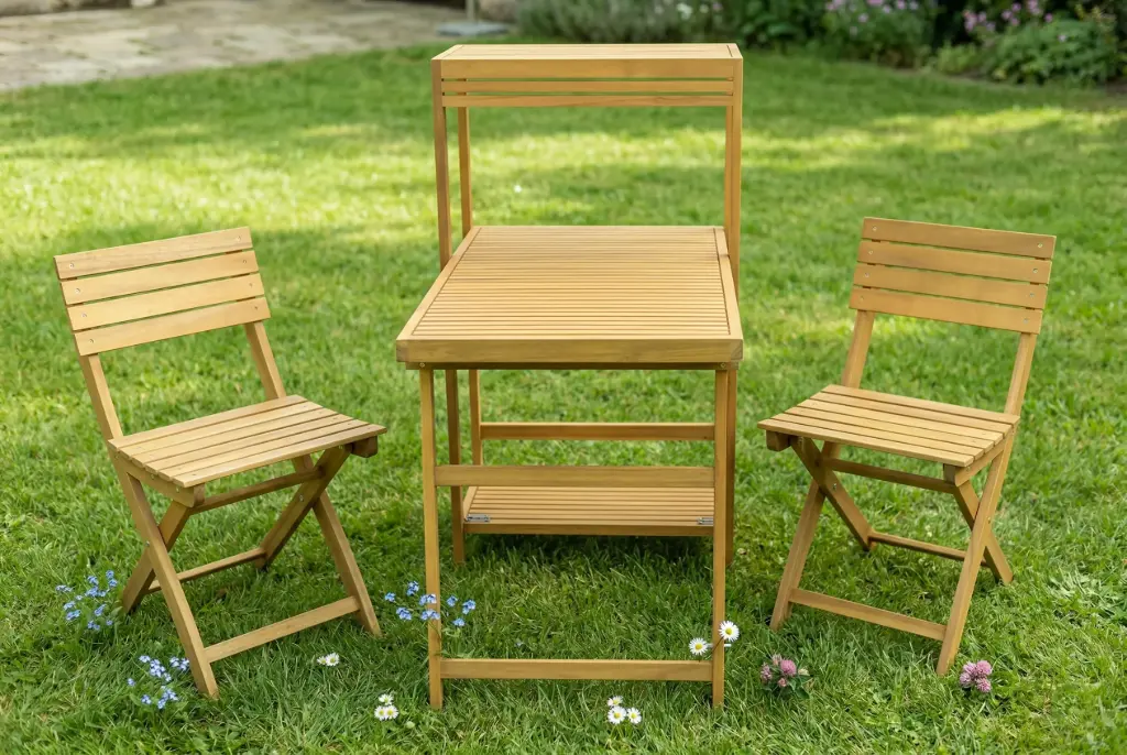 BACONY FOLDING BISTRO SET WITH TOP SHELF - TPBIS3